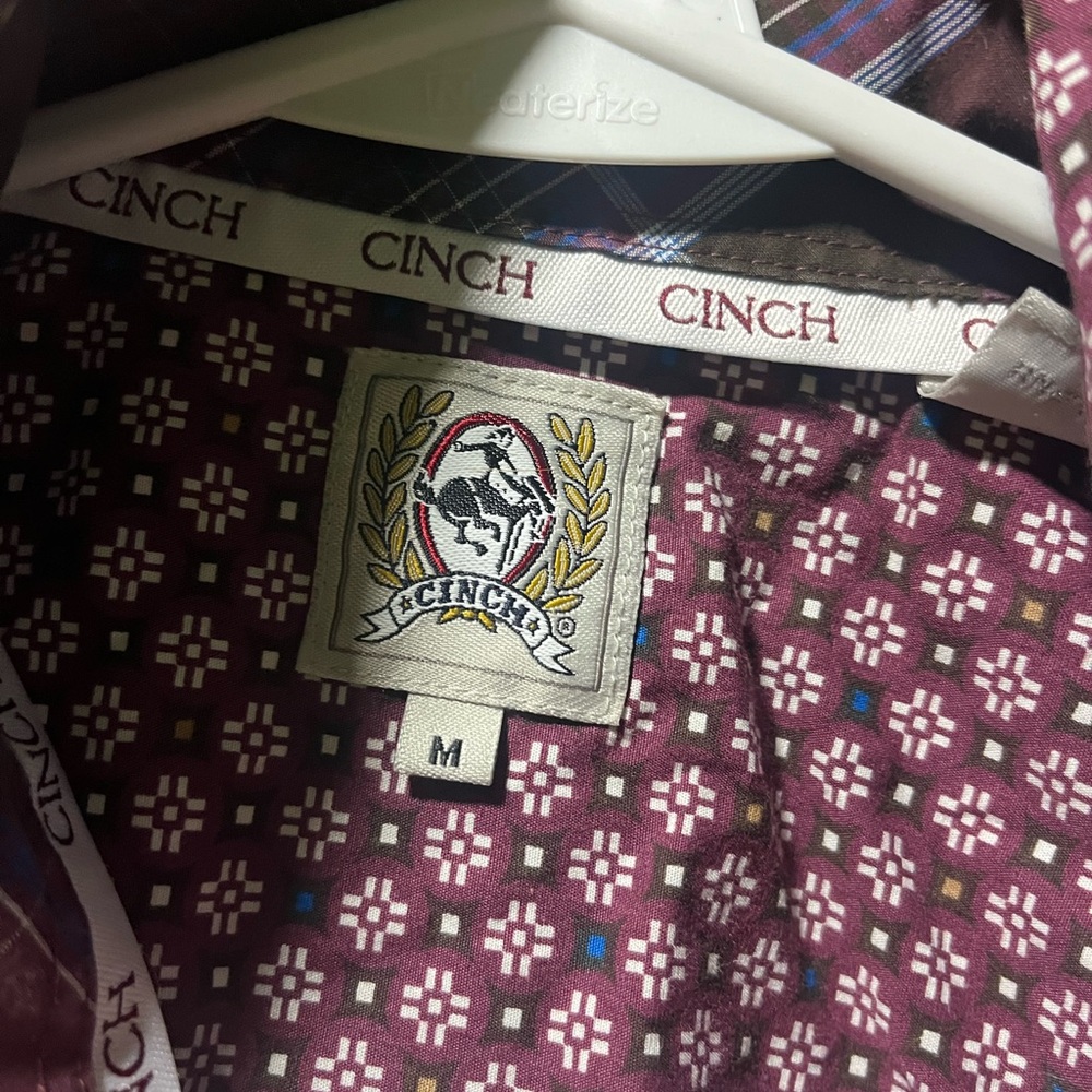 Cinch Maroon Patterned Casual Button-Down Shirt - image 2